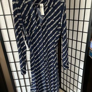 Lauren Ralph Lauren Navy Chain Pattern Dress